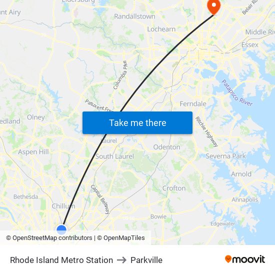 Rhode Island Metro Station to Parkville map