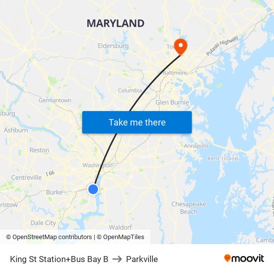 King Street-Old Town+Bay B to Parkville map