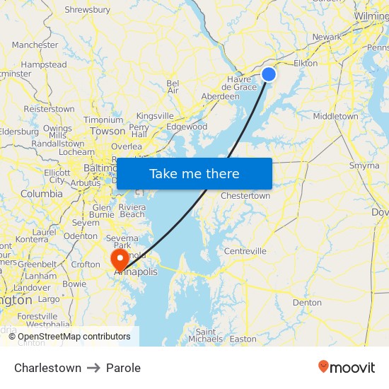 Charlestown to Parole map