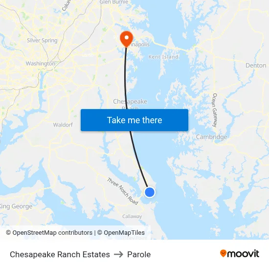 Chesapeake Ranch Estates to Parole map