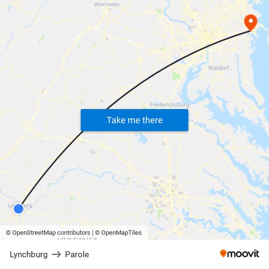 Lynchburg to Parole map