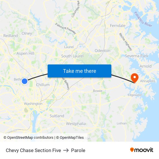 Chevy Chase Section Five to Parole map