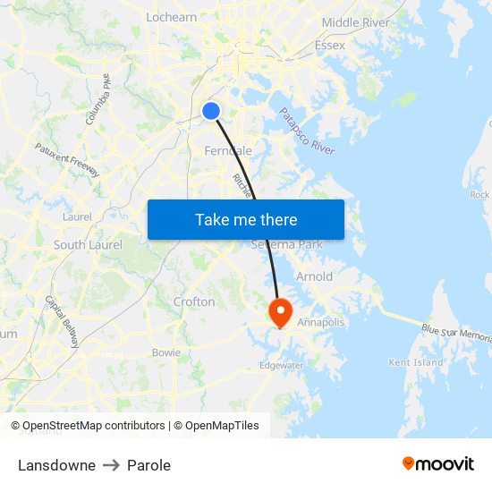 Lansdowne to Parole map