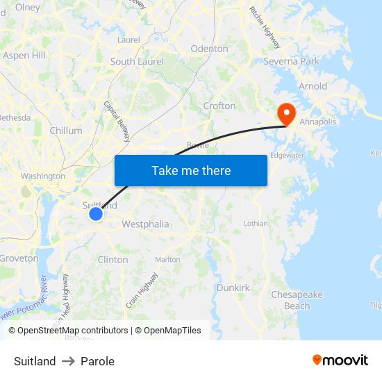 Suitland to Parole map