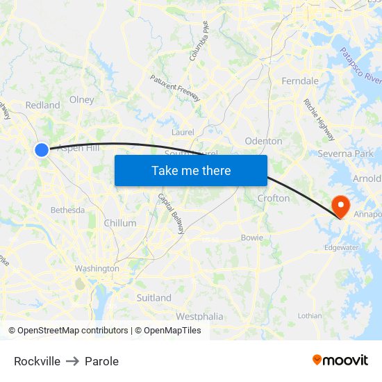 Rockville to Parole map