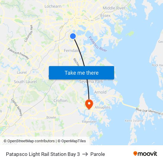 Patapsco Light Rail Station Bay 3 to Parole map