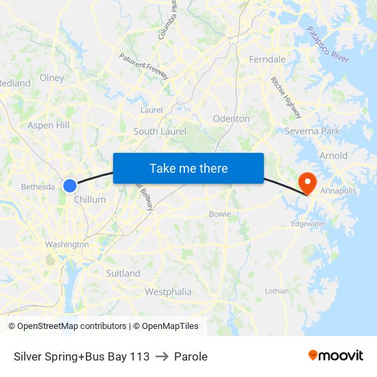 Silver Spring+Bay 113 to Parole map