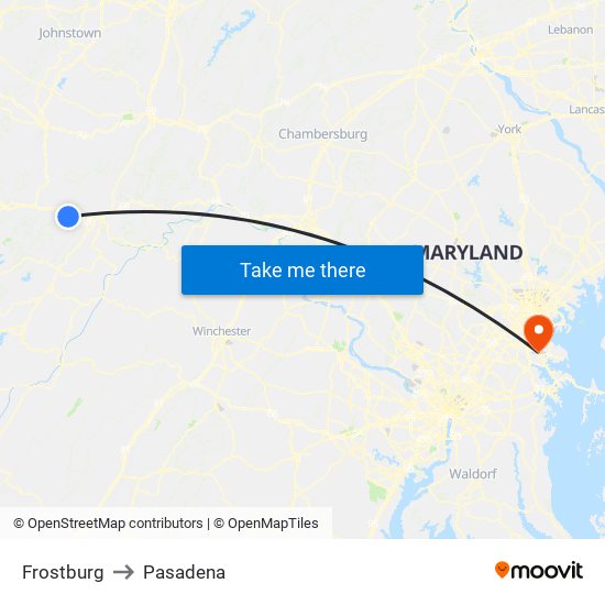 Frostburg to Pasadena map