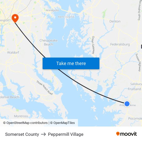 Somerset County to Peppermill Village map