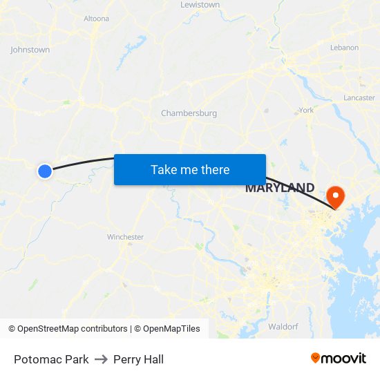 Potomac Park to Perry Hall map