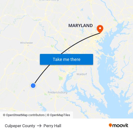 Culpeper County to Perry Hall map