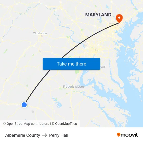 Albemarle County to Perry Hall map