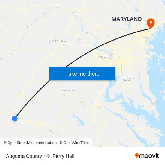 Augusta County to Perry Hall map