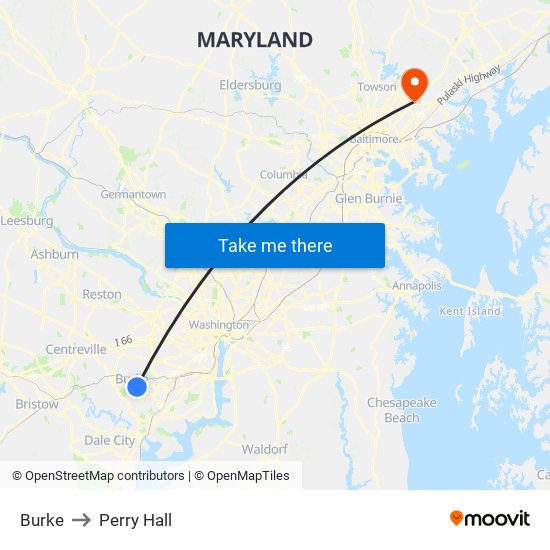 Burke to Perry Hall map