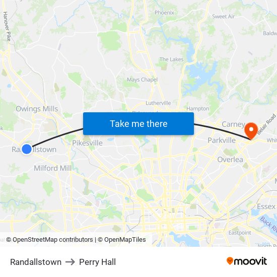 Randallstown to Perry Hall map