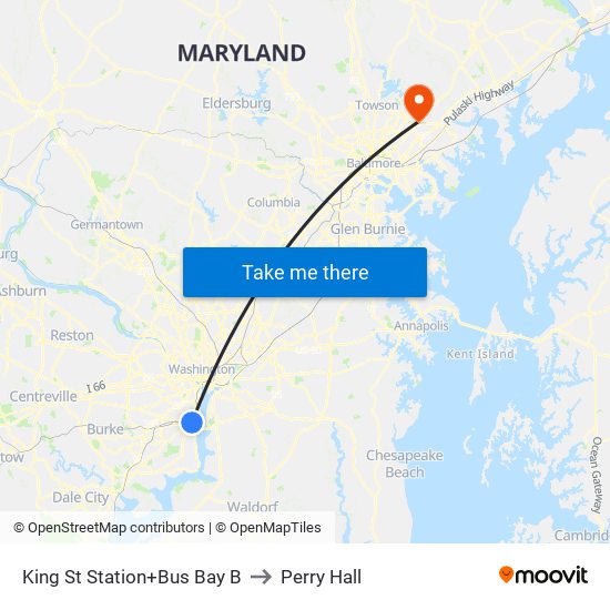 King St Station+Bus Bay B to Perry Hall map