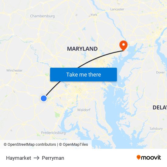 Haymarket to Perryman map