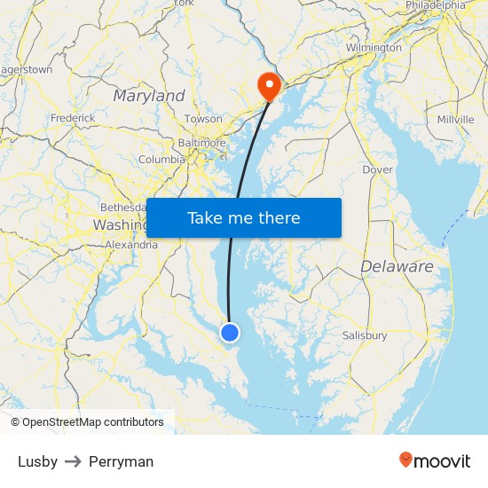 Lusby to Perryman map