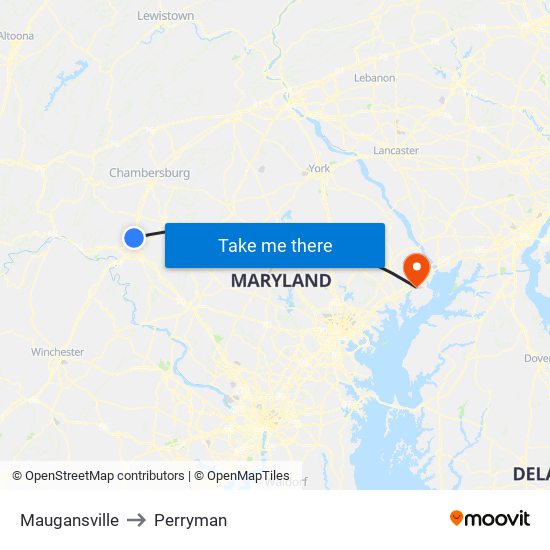 Maugansville to Perryman map