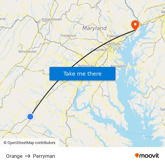 Orange to Perryman map