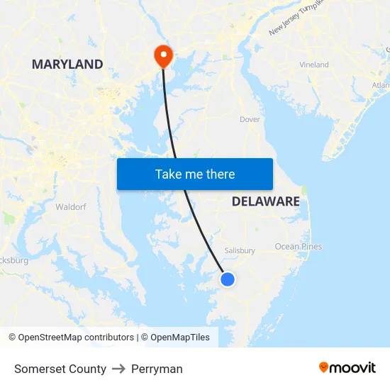 Somerset County to Perryman map