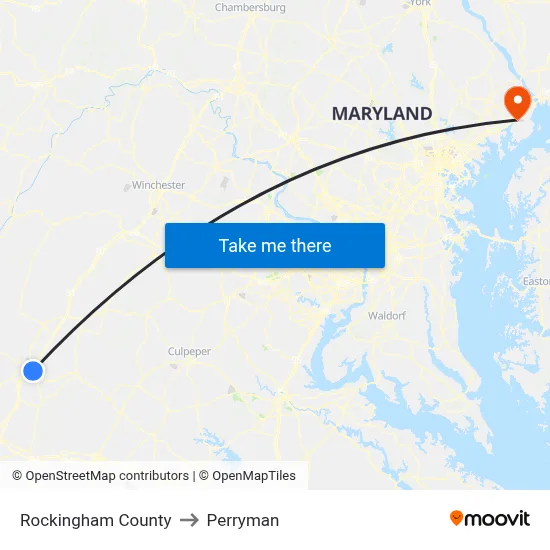 Rockingham County to Perryman map