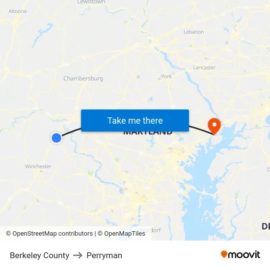 Berkeley County to Perryman map