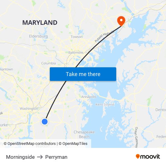 Morningside to Perryman map