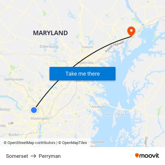 Somerset to Perryman map