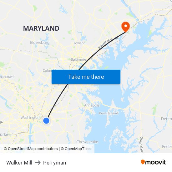 Walker Mill to Perryman map