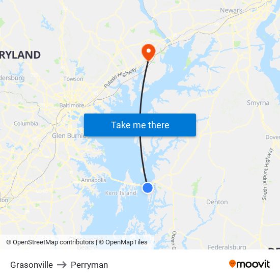 Grasonville to Perryman map