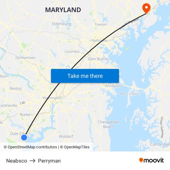 Neabsco to Perryman map