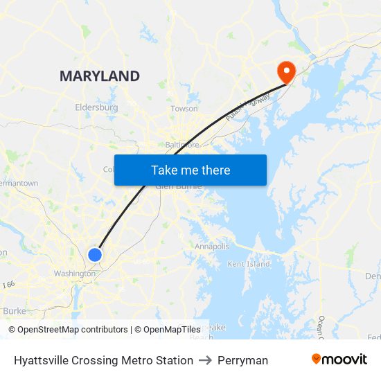 Hyattsville Crossing Metro Station to Perryman map