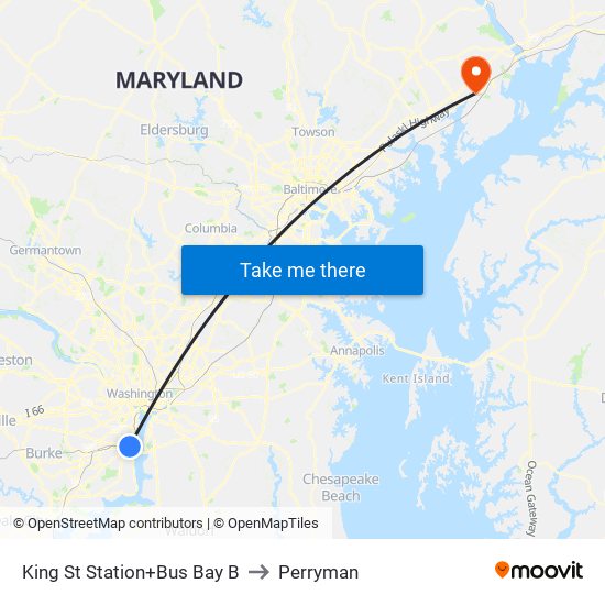 King Street-Old Town+Bay B to Perryman map