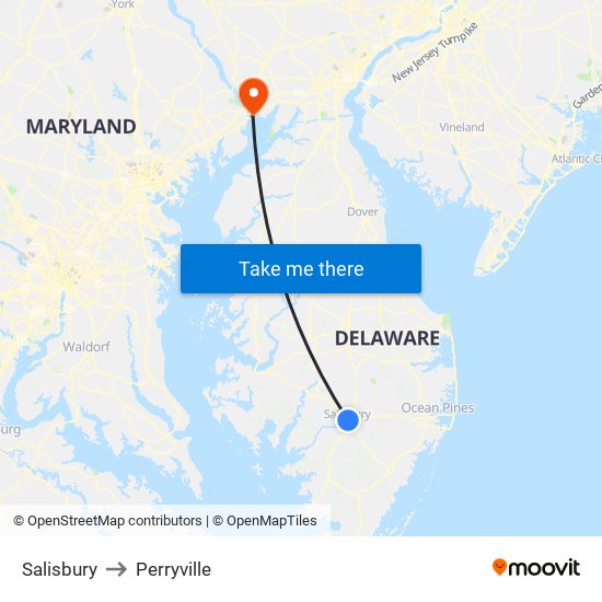 Salisbury to Perryville map