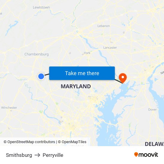 Smithsburg to Perryville map