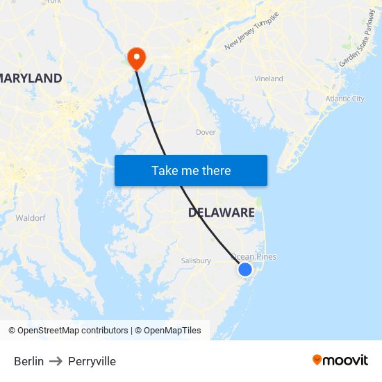 Berlin to Perryville map