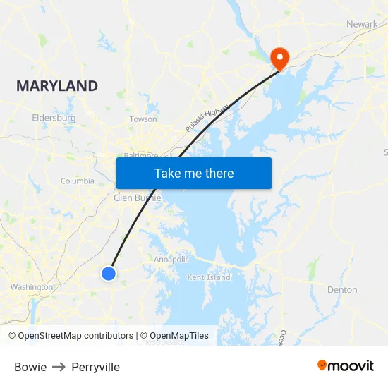 Bowie to Perryville map