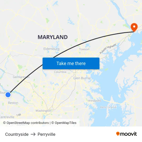 Countryside to Perryville map