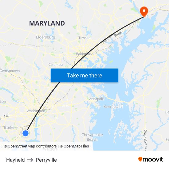 Hayfield to Perryville map