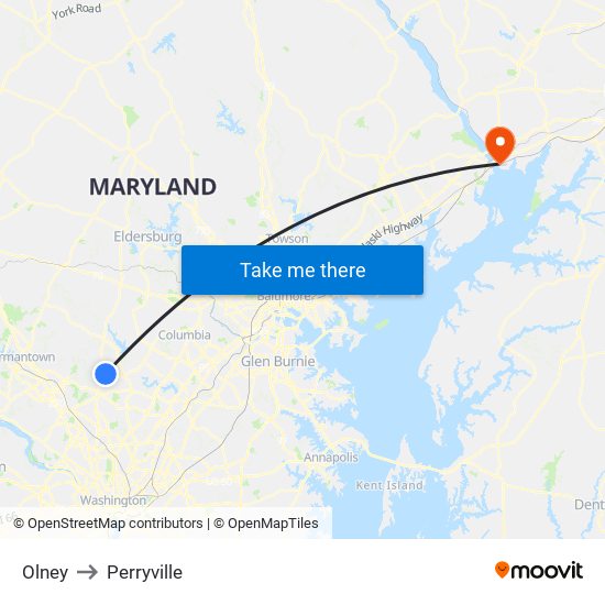 Olney to Perryville map