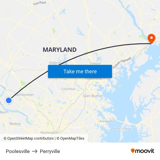 Poolesville to Perryville map