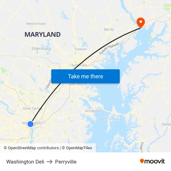 Washington Deli to Perryville map