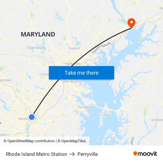 Rhode Island Metro Station to Perryville map