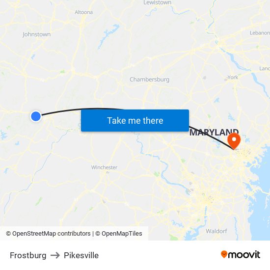 Frostburg to Pikesville map