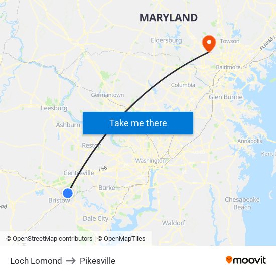 Loch Lomond to Pikesville map