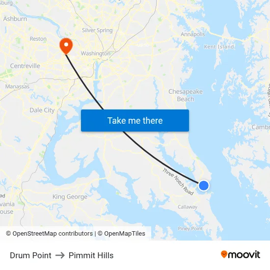 Drum Point to Pimmit Hills map