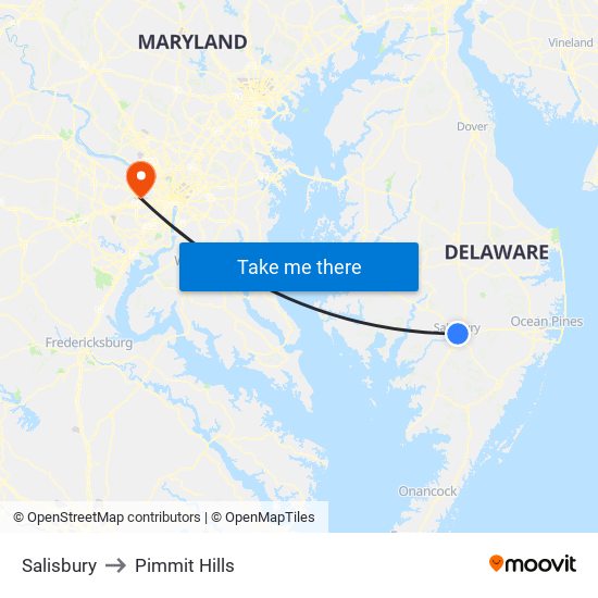 Salisbury to Pimmit Hills map