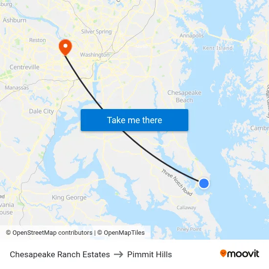 Chesapeake Ranch Estates to Pimmit Hills map