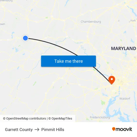 Garrett County to Pimmit Hills map